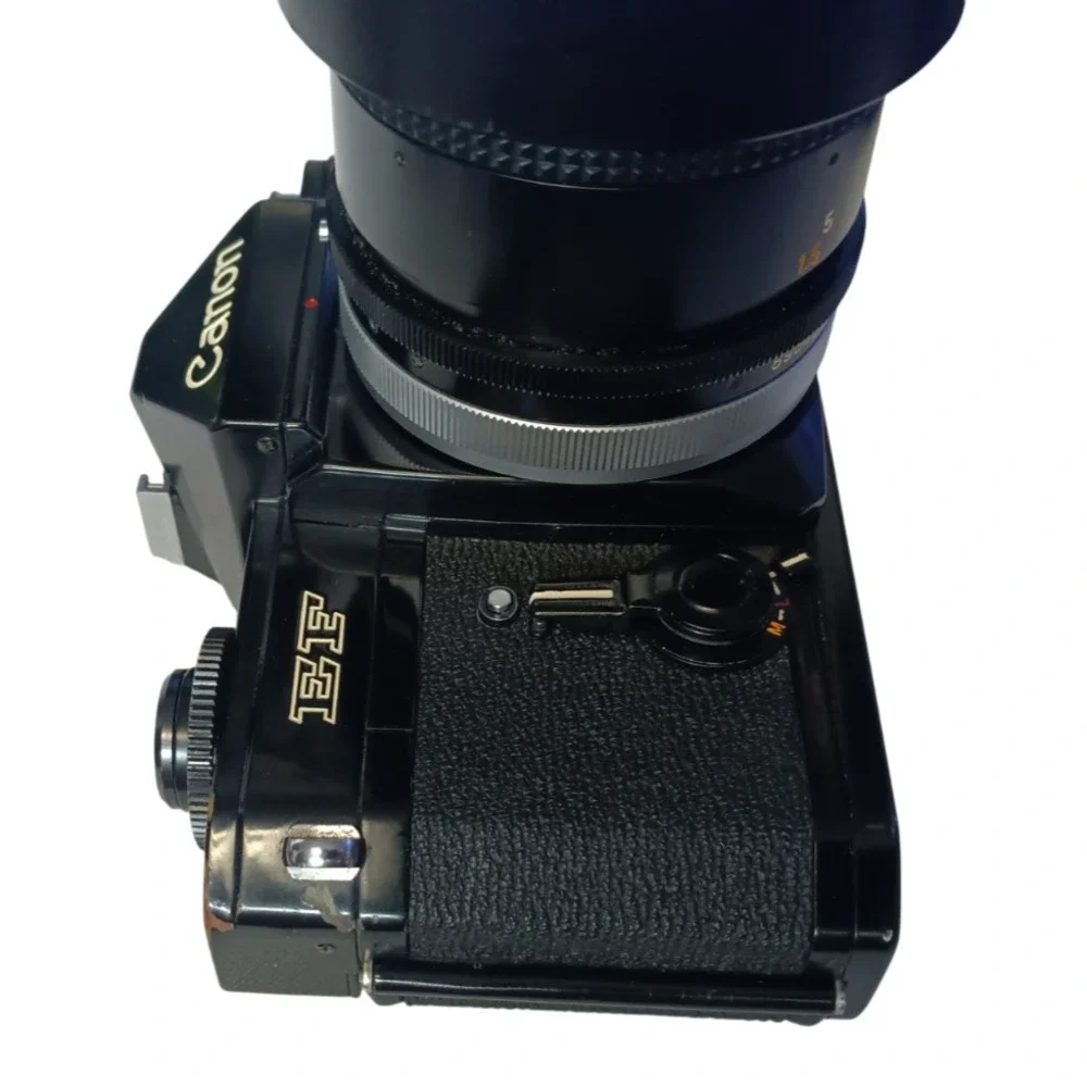 Vintage Canon EF SLR 35mm Film Camera with 135‎ mm Zoom Lens, Made in Japan